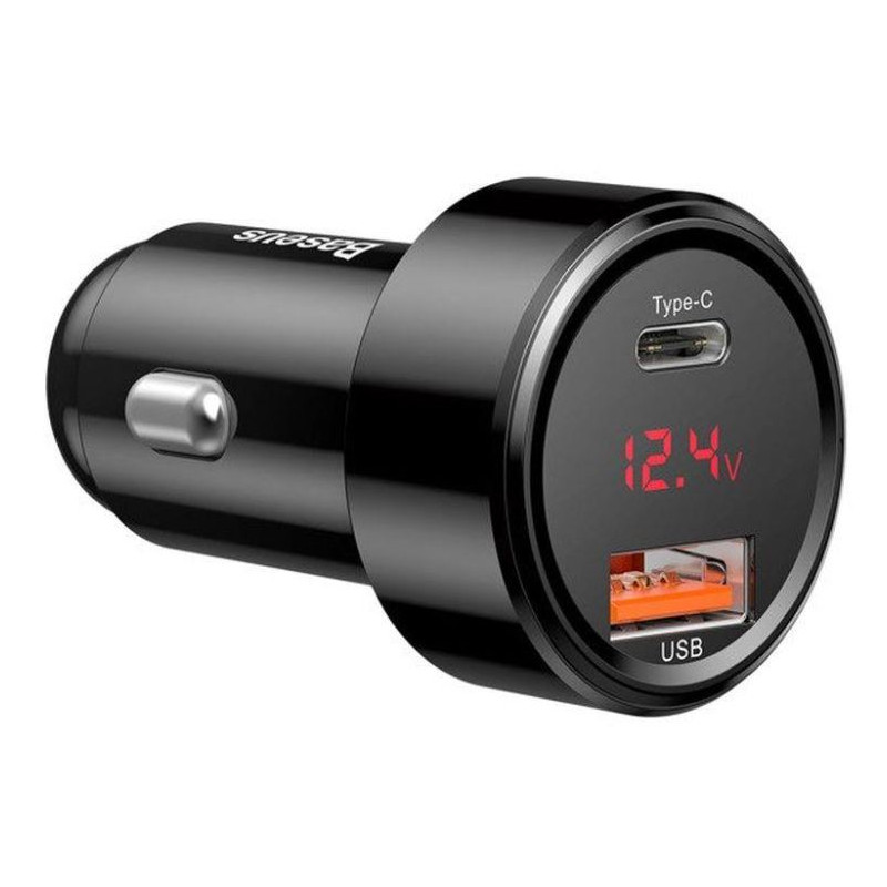NONAME - Baseus nabíjačka do auta Magic USB-C PD, USB-A 45W s displejom čierna