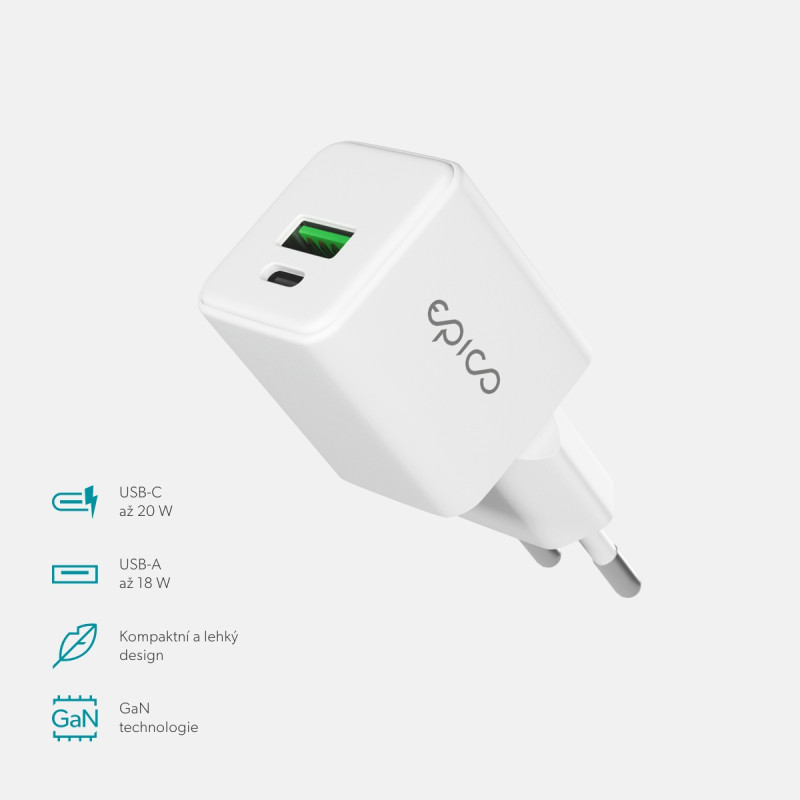 Epico UltraBoost GaN 20W sieťový adaptér EA20 - biela