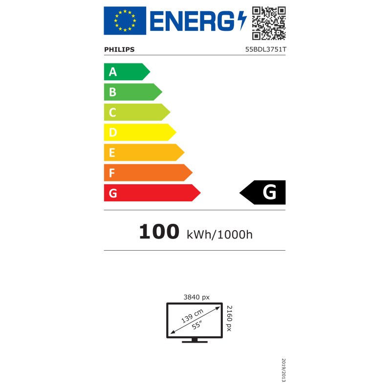 55'' D-LED Philips 55BDL3751T-UHD, 450c, PCap, 24/7