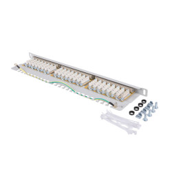 LANBERG PATCH PANEL 24 PORTOV 0,5U 19'' CAT.6 FTP TIENENÝ ŠEDÝ