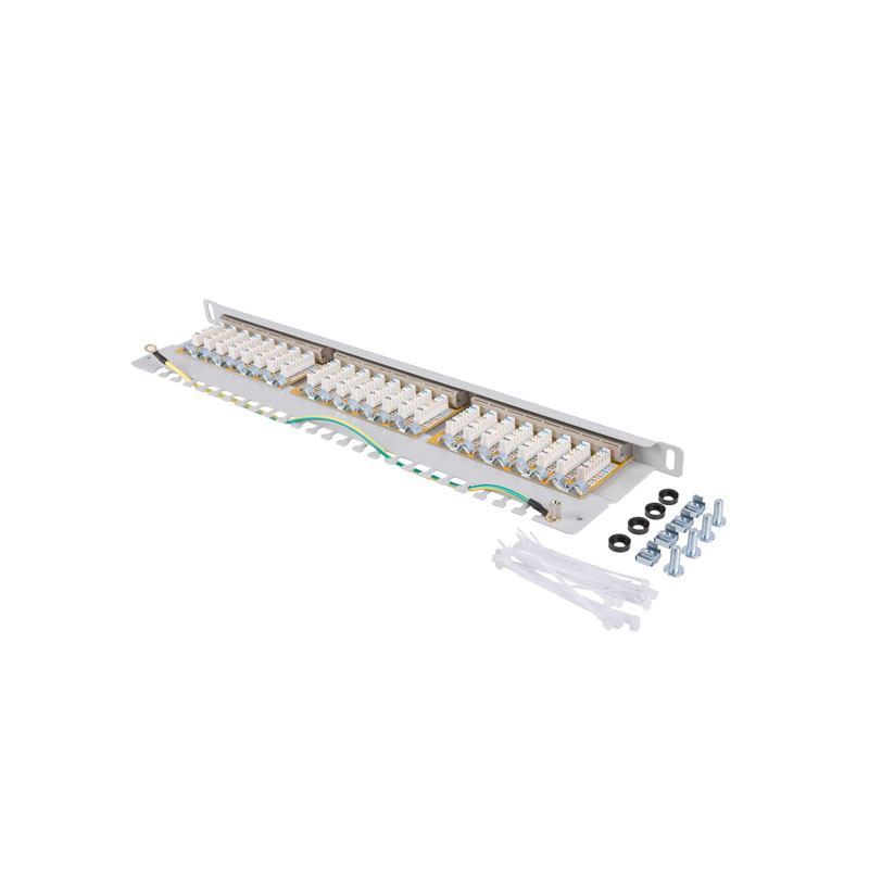 LANBERG PATCH PANEL 24 PORTOV 0,5U 19'' CAT.6 FTP TIENENÝ ŠEDÝ