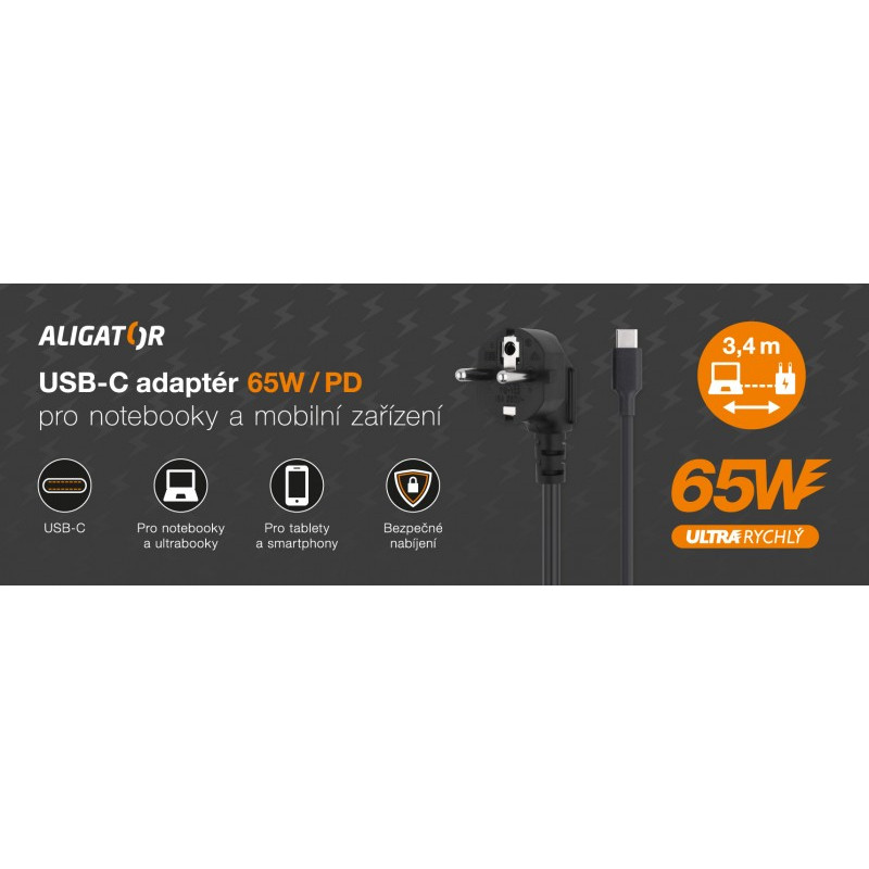 Aligator Power Delivery 65W USB-C adaptér