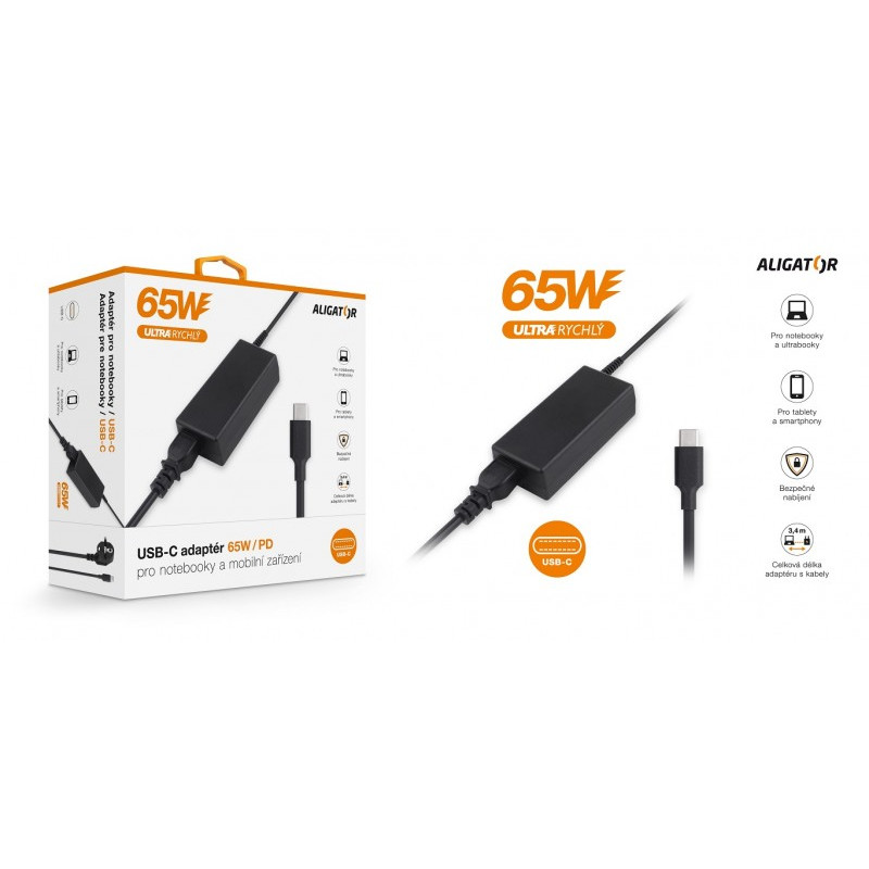 Aligator Power Delivery 65W USB-C adaptér