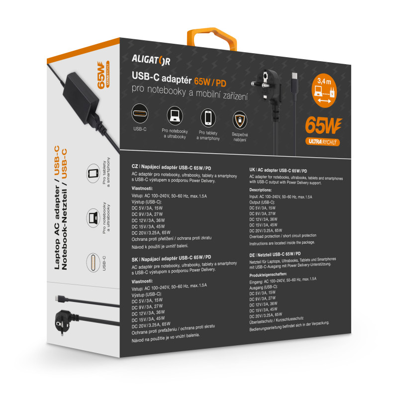 Aligator Power Delivery 65W USB-C adaptér
