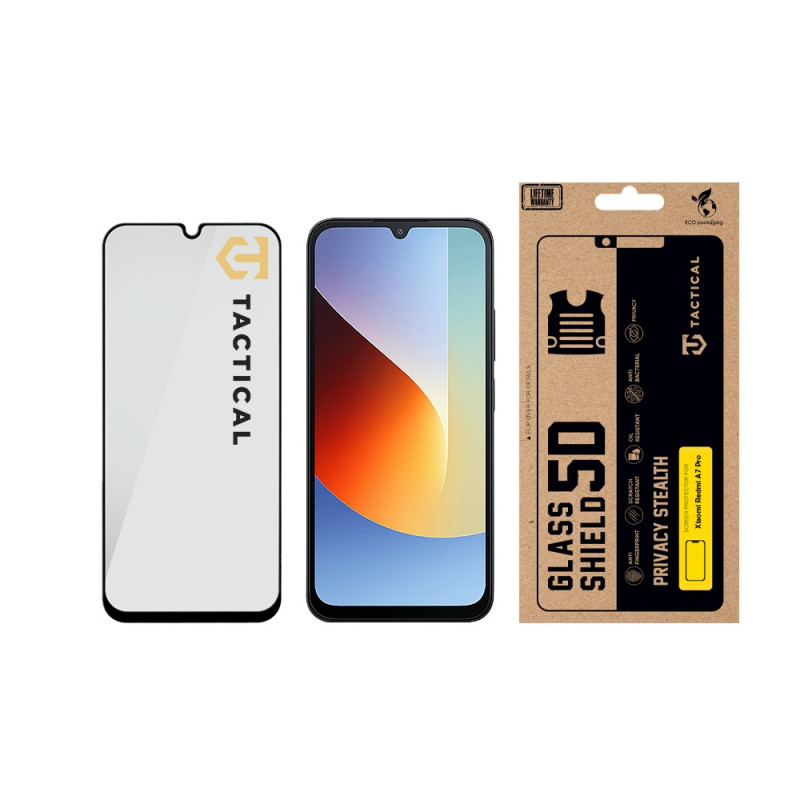Tactical Glass Shield Privacy Stealth 5D sklo pre Xiaomi Redmi A7 Pro Black