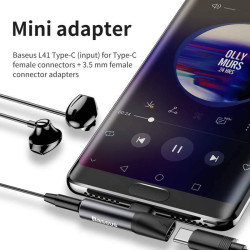NONAME - Baseus CATL41-01 Rozbočovač USB-C/3.5mm Jack Black