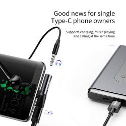NONAME - Baseus CATL41-01 Rozbočovač USB-C/3.5mm Jack Black