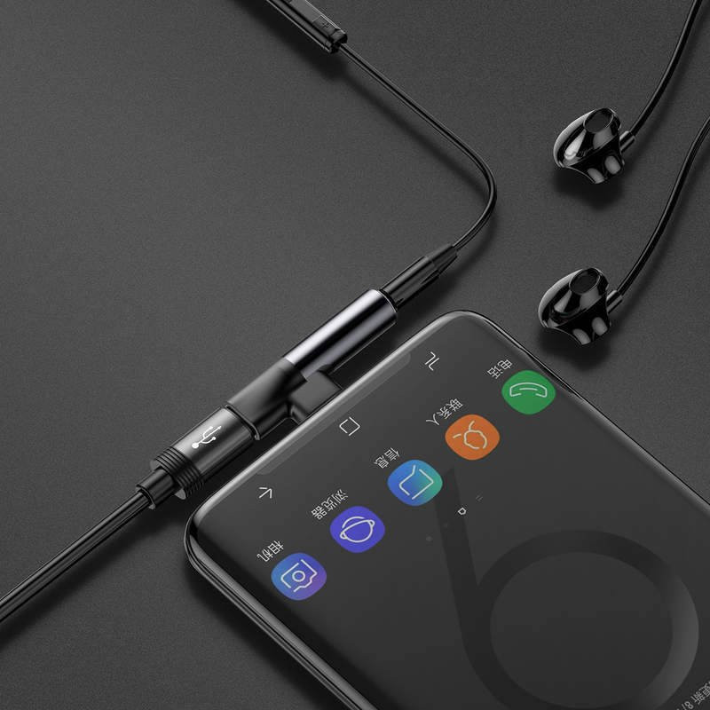 NONAME - Baseus CATL41-01 Rozbočovač USB-C/3.5mm Jack Black