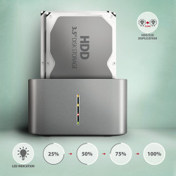 AXAGON ADSA-DC, USB-C 5Gbps - 2x SATA 6G 2.5''/3.5'' SSD/HDD CLONE DUAL dokovacia stanica