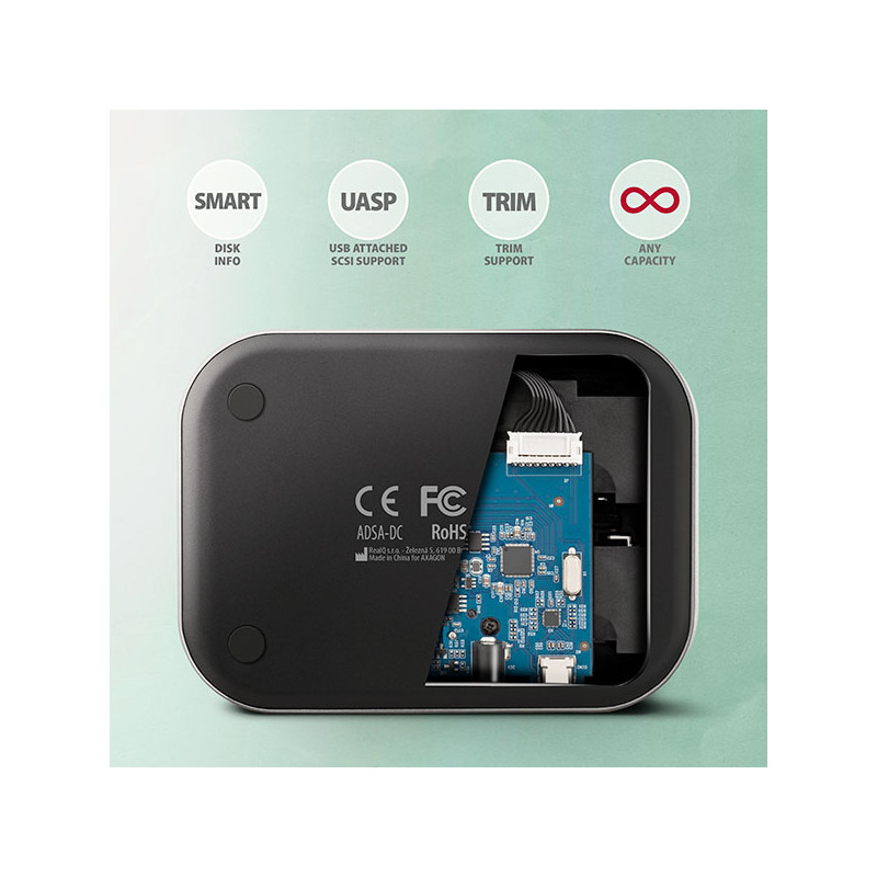 AXAGON ADSA-DC, USB-C 5Gbps - 2x SATA 6G 2.5''/3.5'' SSD/HDD CLONE DUAL dokovacia stanica