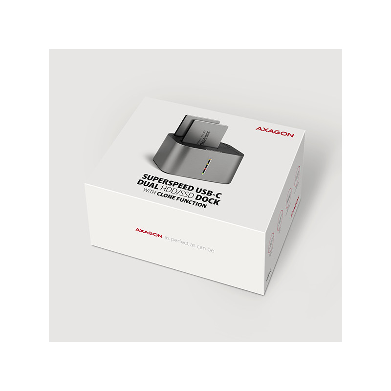 AXAGON ADSA-DC, USB-C 5Gbps - 2x SATA 6G 2.5''/3.5'' SSD/HDD CLONE DUAL dokovacia stanica