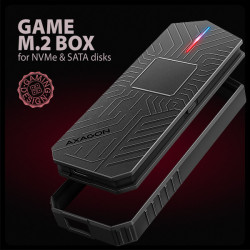 AXAGON EEM2-GAM, USB-C 10Gbps - NVMe & SATA SSD GAME M.2 box, bezšroubový