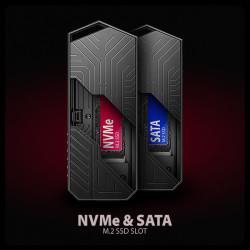 AXAGON EEM2-GAM, USB-C 10Gbps - NVMe & SATA SSD GAME M.2 box, bezšroubový