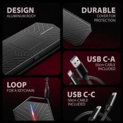 AXAGON EEM2-GAM, USB-C 10Gbps - NVMe & SATA SSD GAME M.2 box, bezšroubový