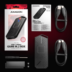 AXAGON EEM2-GAM, USB-C 10Gbps - NVMe & SATA SSD GAME M.2 box, bezšroubový