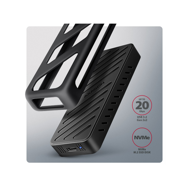 AXAGON EEM2-20G, USB-C 20Gbps - M.2 NVMe SSD kovový ARMORED box