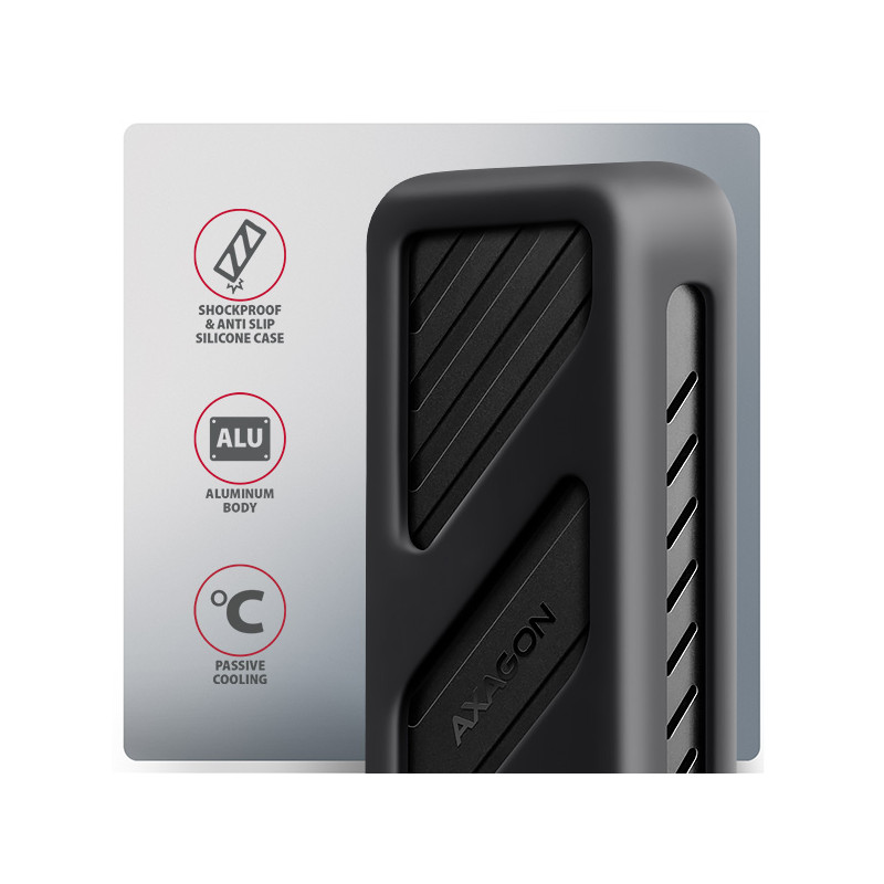 AXAGON EEM2-20G, USB-C 20Gbps - M.2 NVMe SSD kovový ARMORED box