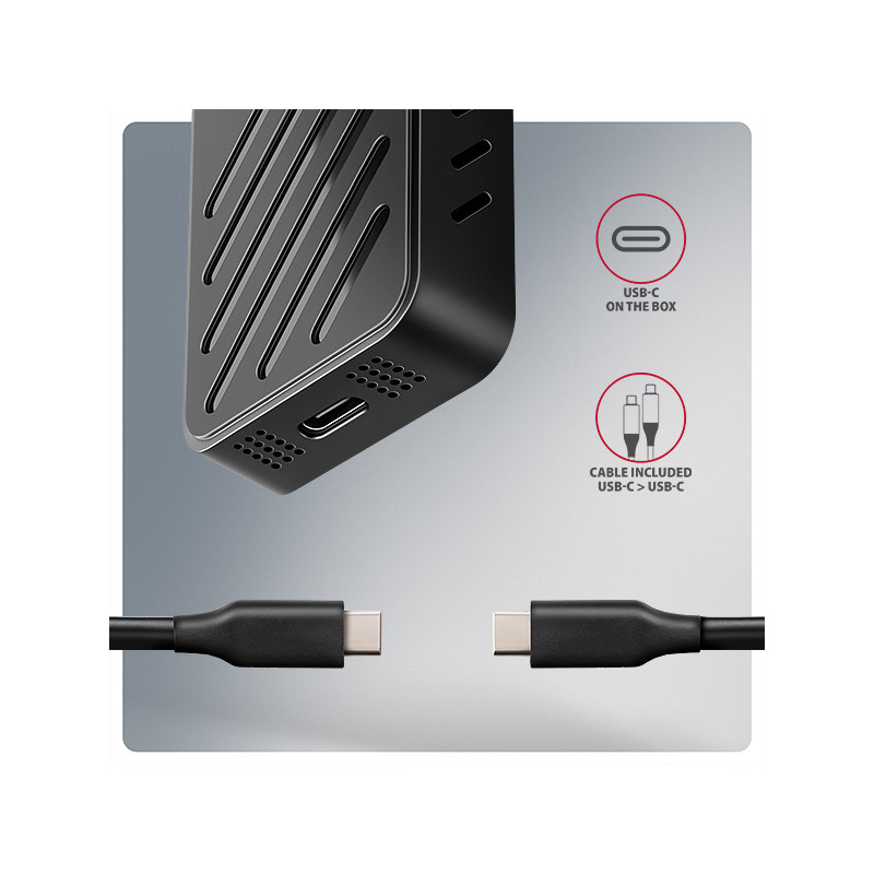 AXAGON EEM2-20G, USB-C 20Gbps - M.2 NVMe SSD kovový ARMORED box
