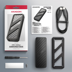 AXAGON EEM2-20G, USB-C 20Gbps - M.2 NVMe SSD kovový ARMORED box