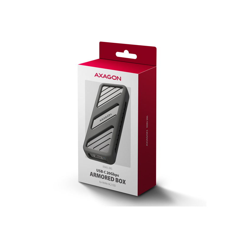 AXAGON EEM2-20G, USB-C 20Gbps - M.2 NVMe SSD kovový ARMORED box