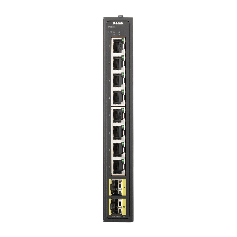 D-Link DIS-100G-10S Priemyselný Gigabit unmanaged switch, 8 GbE, 2 SFP