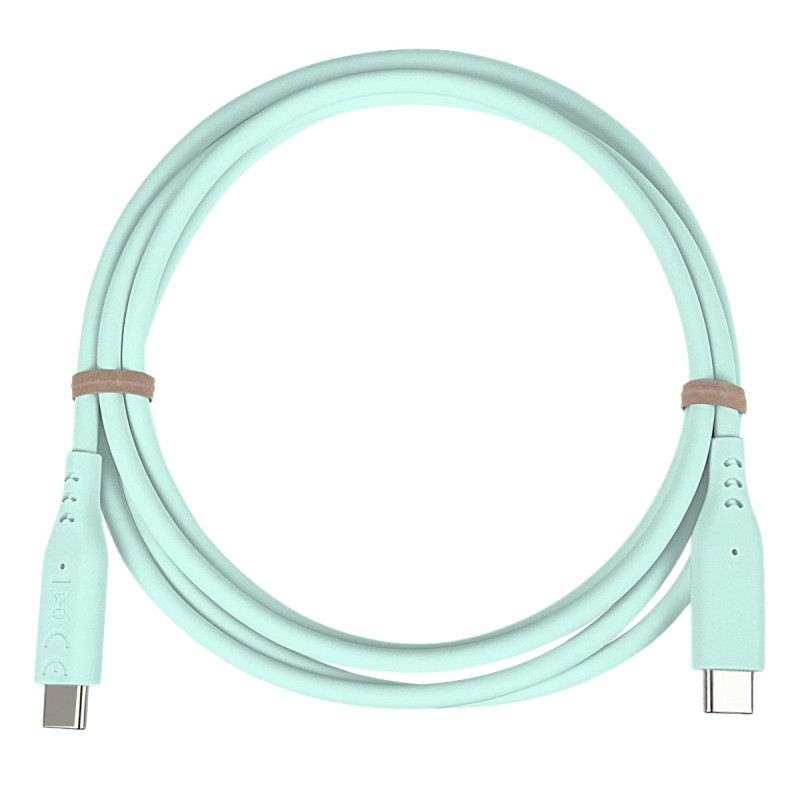 PremiumCord silikónový USB-C 60W, tyrkysový, 1.5m
