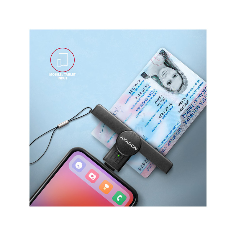 AXAGON CRE-SMPC, USB-C PocketReader čítačka kontaktných kariet Smart card (eObčanka, eID klient)