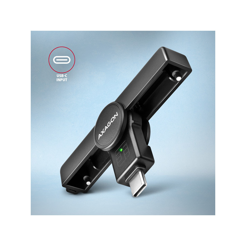 AXAGON CRE-SMPC, USB-C PocketReader čítačka kontaktných kariet Smart card (eObčanka, eID klient)