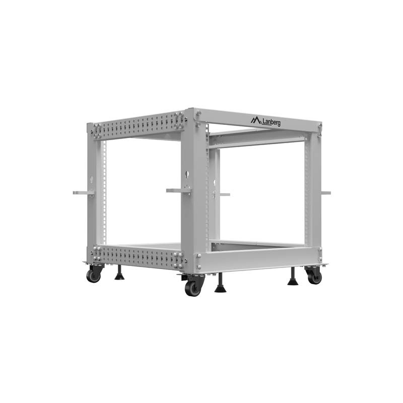 LANBERG OTVORENÝ RACK 19'' 9U 600X600-1100 NASTAVITEĽNÝ ŠEDÝ