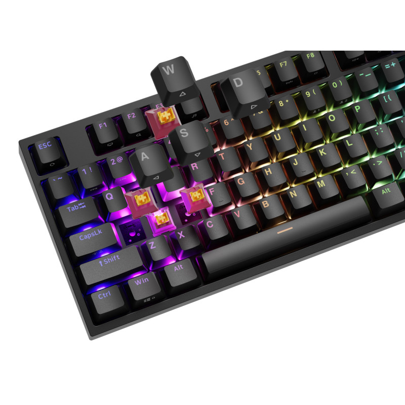 Herná mechanická klávesnica Genesis THOR 404/RGB/Outemu Peach Silent/Drôtové USB-A/US layout/Čierna