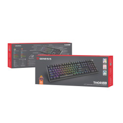 Herná mechanická klávesnica Genesis THOR 404/RGB/Outemu Peach Silent/Drôtové USB-A/US layout/Čierna