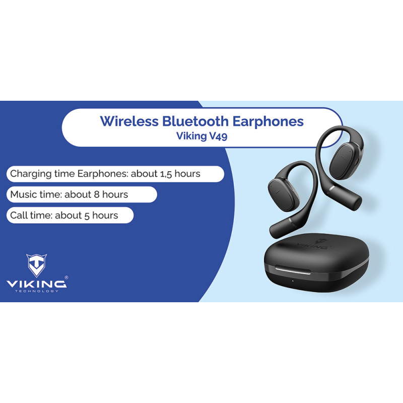 Bezdrôtové Bluetooth slúchadlá Viking V49/BT/Bezdrôt/Čierna
