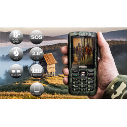 EVOLVEO StrongPhone H1, IP68 odolný Dual SIM telefón, 2,8'' LCD, 5000mAh, Powerbanka, lovec. kamufláž