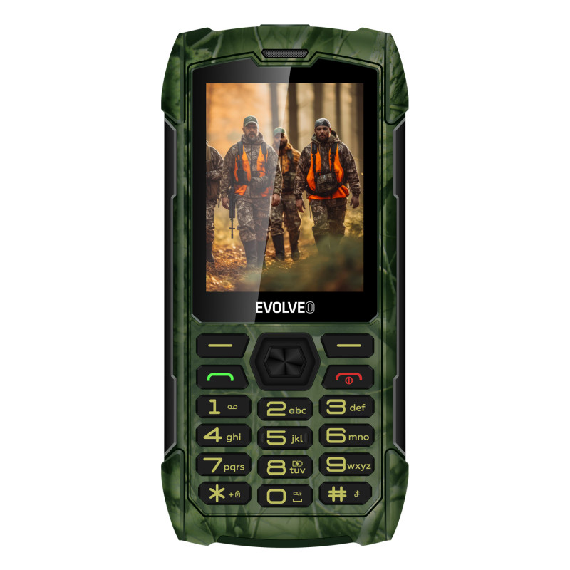 EVOLVEO StrongPhone H1, IP68 odolný Dual SIM telefón, 2,8'' LCD, 5000mAh, Powerbanka, lovec. kamufláž
