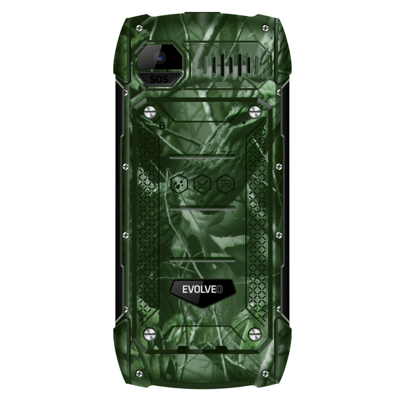 EVOLVEO StrongPhone H1, IP68 odolný Dual SIM telefón, 2,8'' LCD, 5000mAh, Powerbanka, lovec. kamufláž
