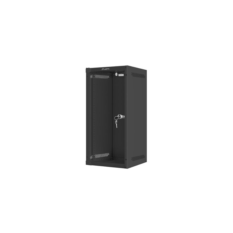 LANBERG RACKOVÁ SKRIŇA 10'' NÁSTENNÁ 12U/280X310 (FLAT PACK) S PRESKLENÝMI DVERMI ČIERNA