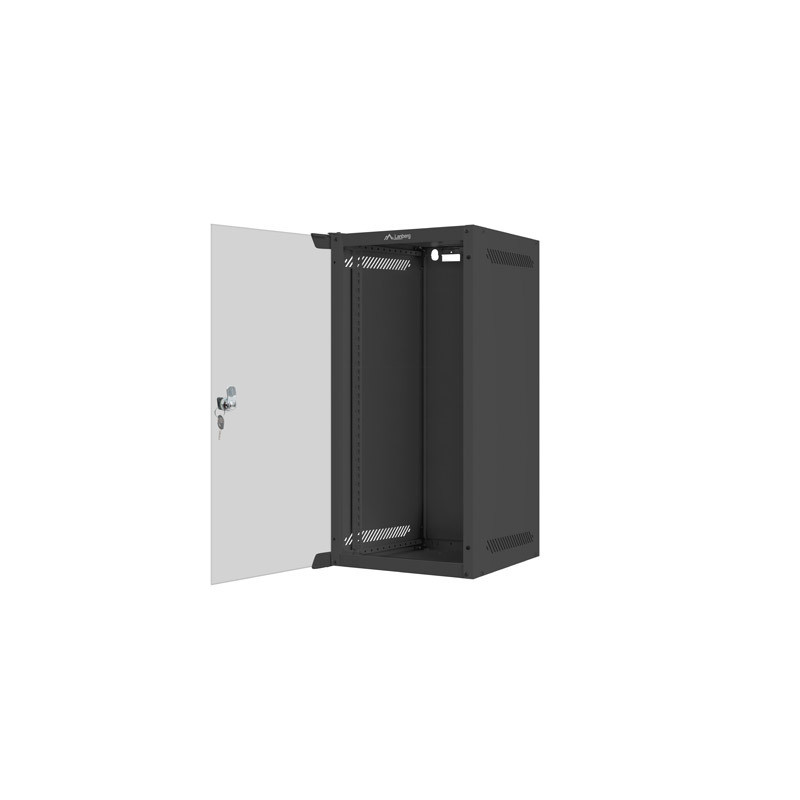 LANBERG RACKOVÁ SKRIŇA 10'' NÁSTENNÁ 12U/280X310 (FLAT PACK) S PRESKLENÝMI DVERMI ČIERNA