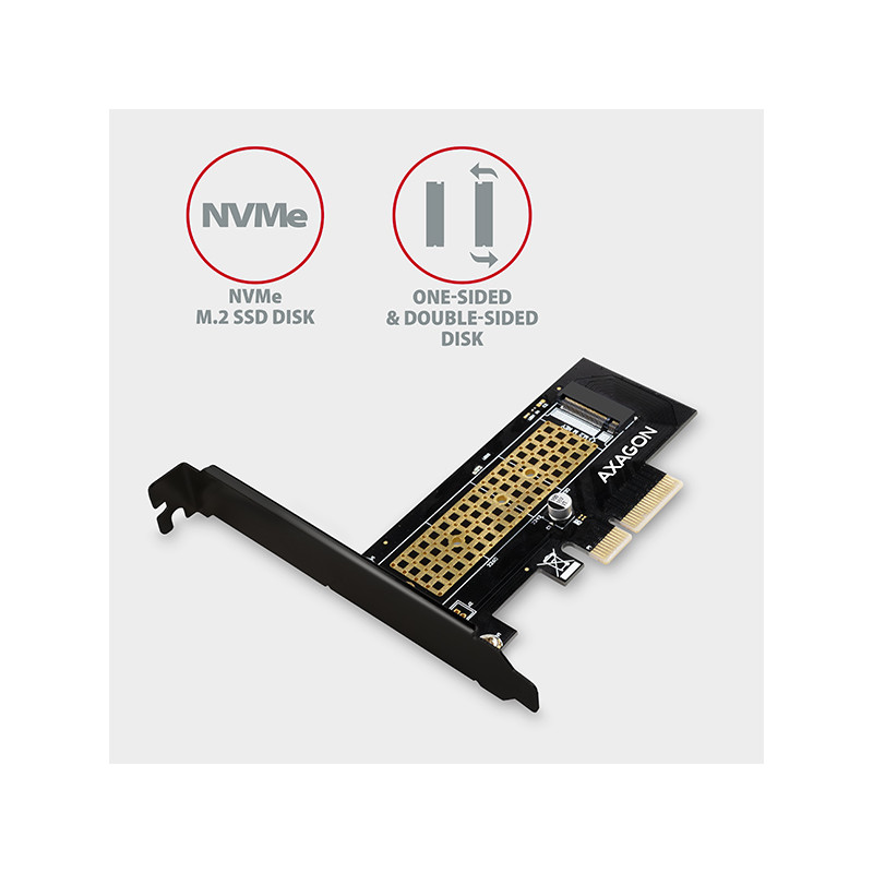 AXAGON PCEM2-N, PCIe x4 - M.2 NVMe M-key slot adaptér, vr. LP