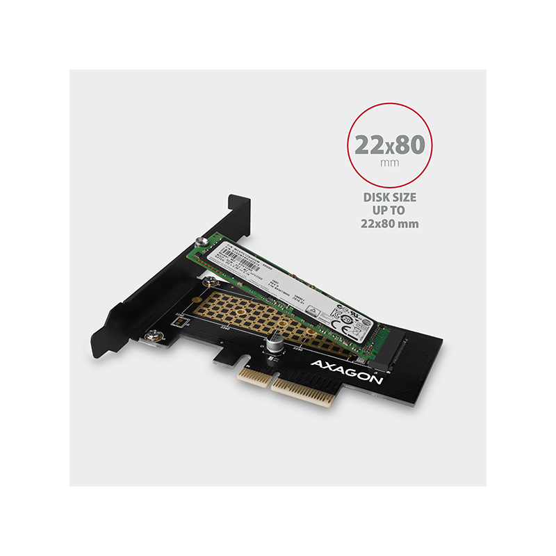 AXAGON PCEM2-N, PCIe x4 - M.2 NVMe M-key slot adaptér, vr. LP