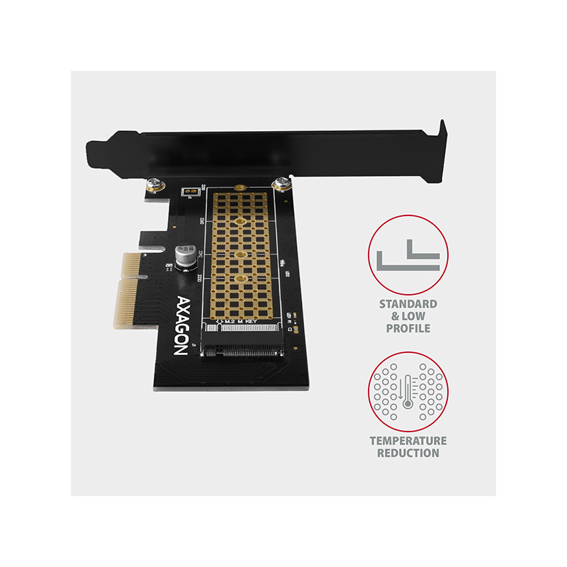 AXAGON PCEM2-N, PCIe x4 - M.2 NVMe M-key slot adaptér, vr. LP