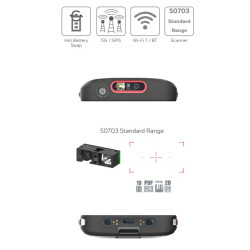 Honeywell CT70: WIFI7/6E, 8GB/128GB, Štandard Range Engine-Red Laser, Extended Battery, GMS