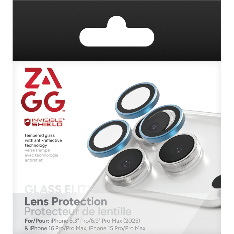 ZAGG Ochranná čočka Premium pre Apple iPhone 17 Pro/Pro Max/16 Pro/Pro Max/15 Pro/Pro Max - modrá