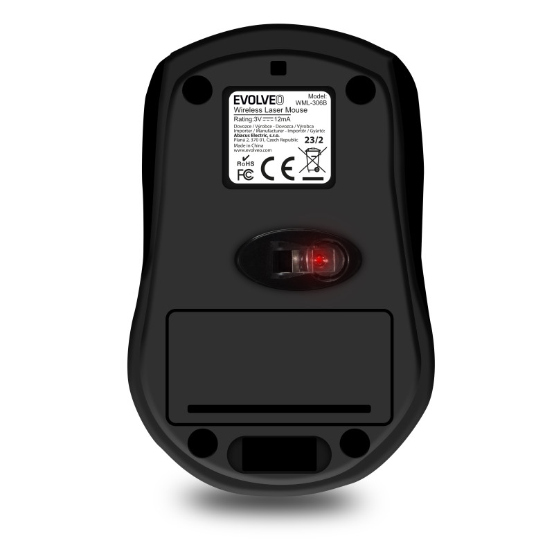 EVOLVEO WML-306B/Cestovná/Laserová/1 600 DPI/Bezdrôtová USB/Čierna