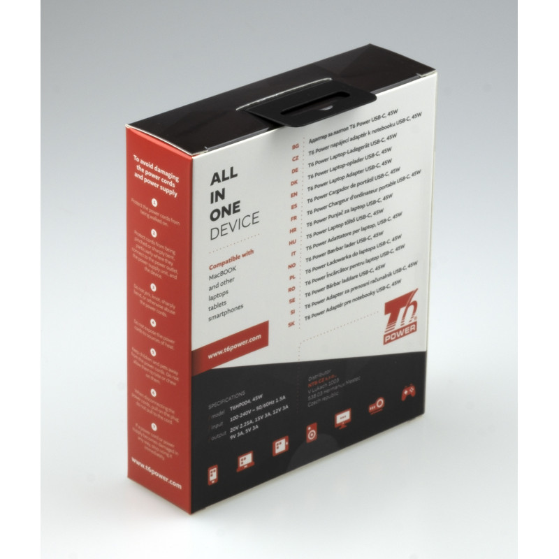 T6 Power univerzálny adaptér k notebooku, 45W, USB-C