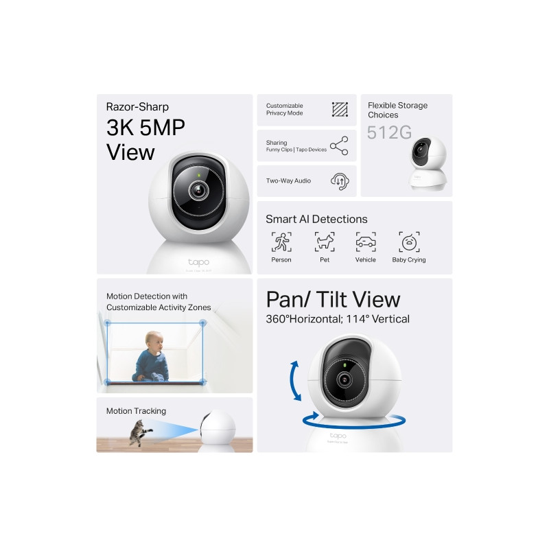 TP-LINK - Tapo C230 Pan/Tilt AI Home Security Wi-Fi Camera