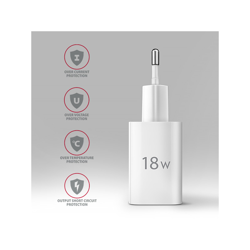 AXAGON ACU-QC18W, nabíjačka do siete 18W, 1x port USB-A, QC3.0/AFC/Apple, biela