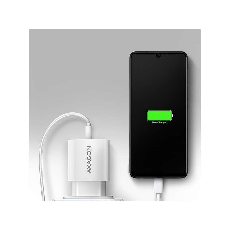 AXAGON ACU-QC18W, nabíjačka do siete 18W, 1x port USB-A, QC3.0/AFC/Apple, biela