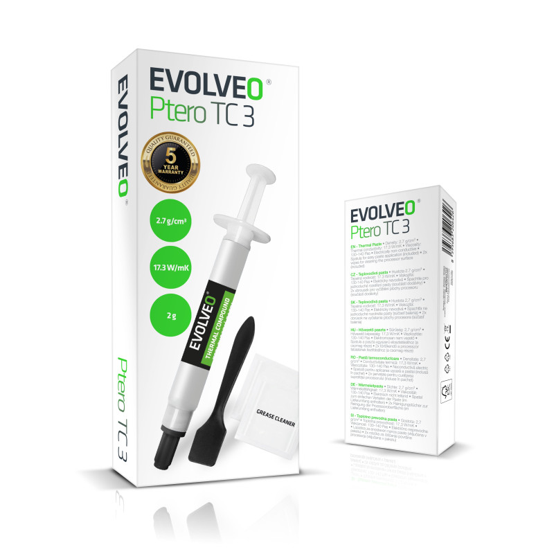 EVOLVEO Ptero TC3, teplovodivá pasta, 17,3 W/mK, záruka 5 rokov, 2 g