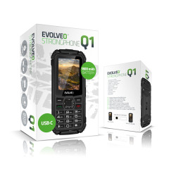 EVOLVEO StrongPhone Q1, IP68 odolný Dual SIM telefón, 2,4'' LCD, 1800mAh, čierny