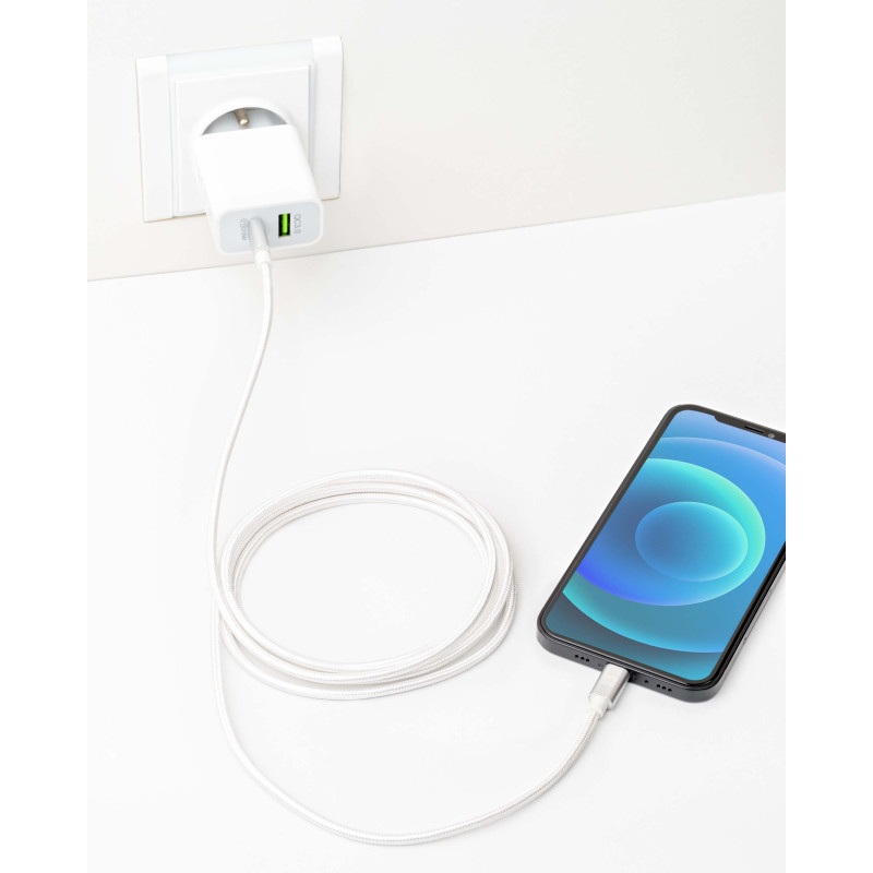 ER POWER kábel USB-C/C 5A (100W) 200cm biely